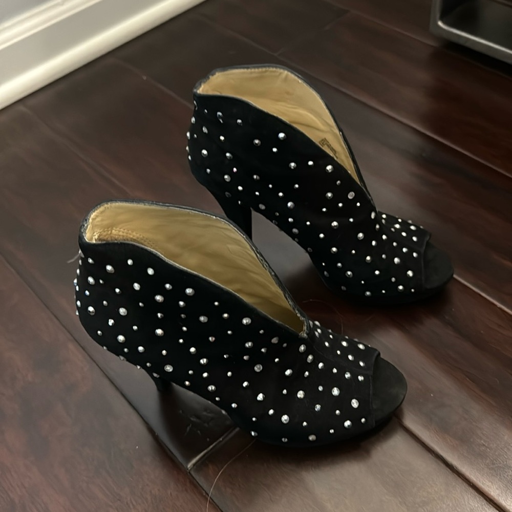 INC black, rhinestone ankle boot